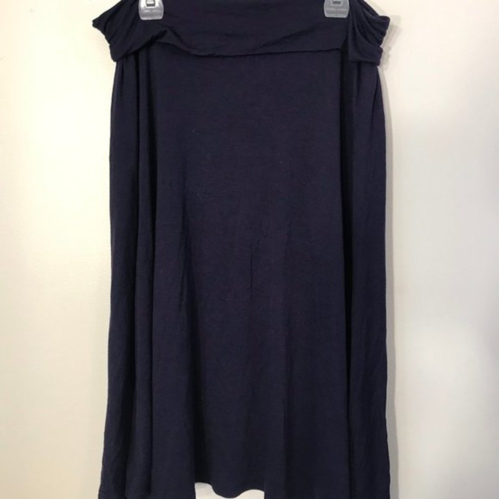 Navy Sweet Habit Swing Jersey Knit Skirt